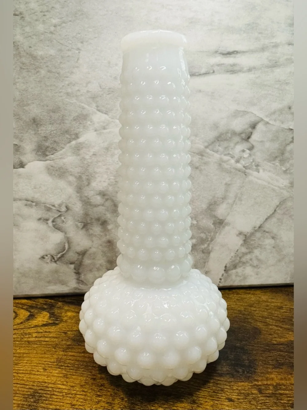 Vintage White Milk Glass Hobnail Bud Vase Fenton Style Cottagecore Decor